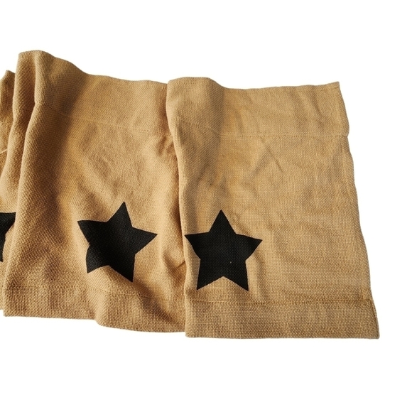 Burlap woven star print rustic window curtain valance 6ft long - Picture 6 of 13